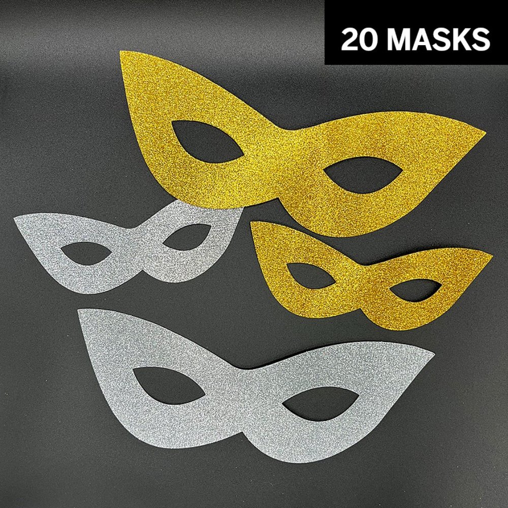 Mardi Gras / Masquerade – Gold & Silver Glitter Masks Decorations